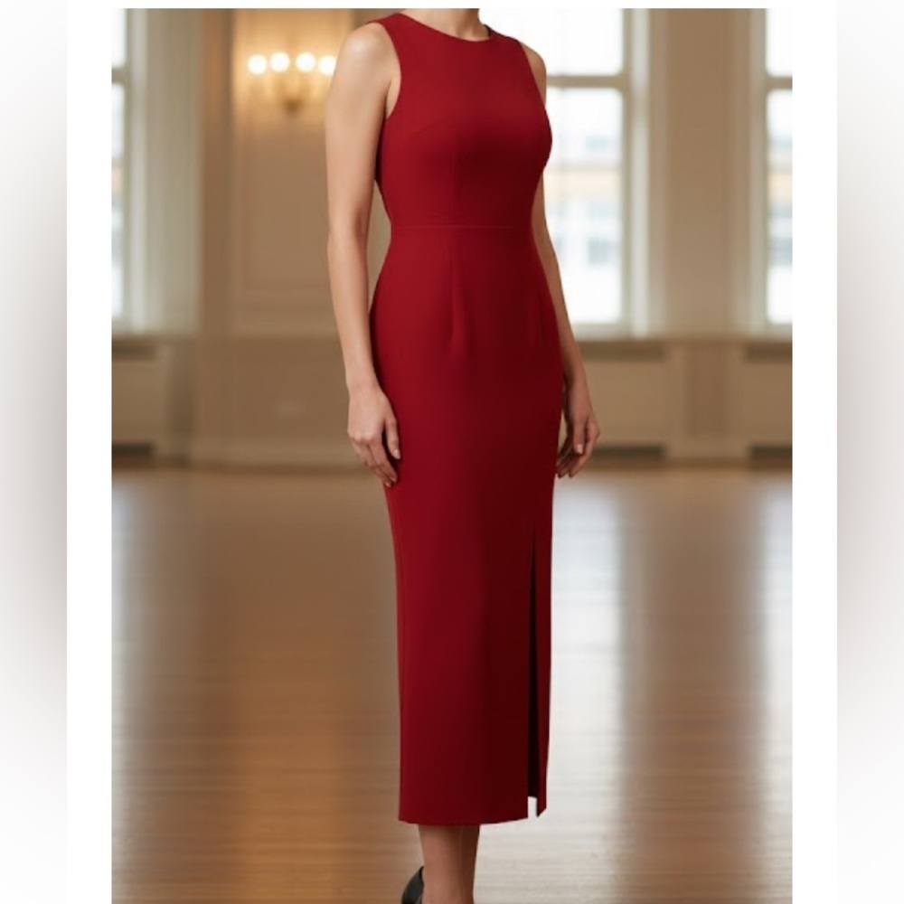 CDC Elegant Crimson Midi Dress